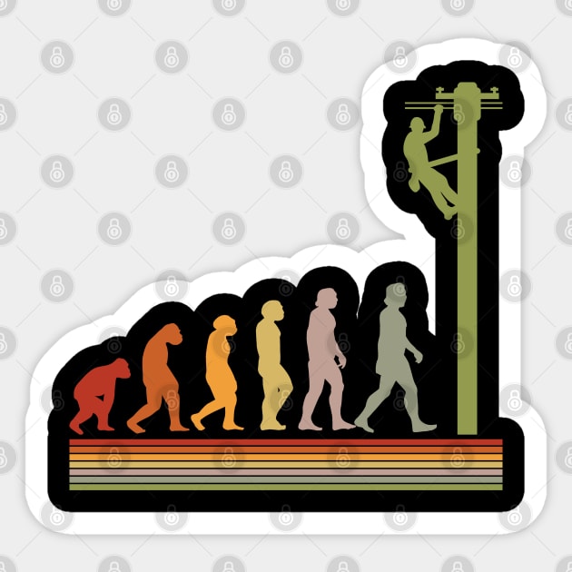 Evolution Of Lineman Electrician Electricity Lineworker Sticker by sBag-Designs